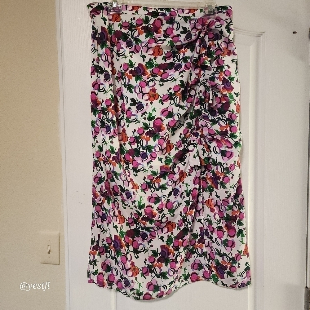 Saloni Kelly Floral Print Silk Skirt 12 - Picture 5 of 8